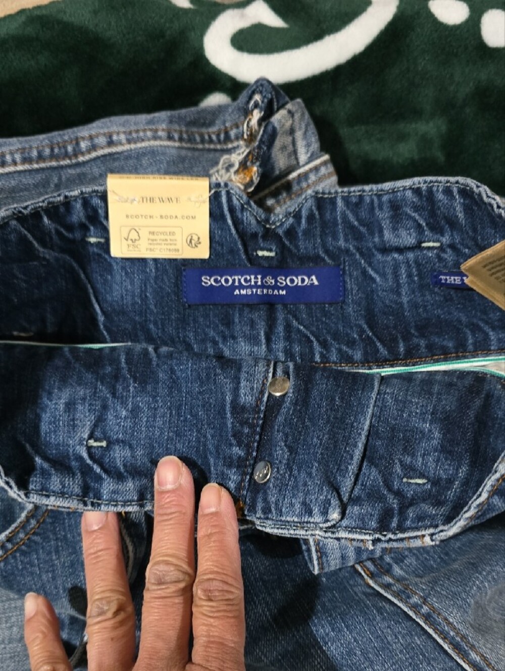 Scotch & Soda Medium Blue Denim Women's Overalls with Frayed Waist Tie